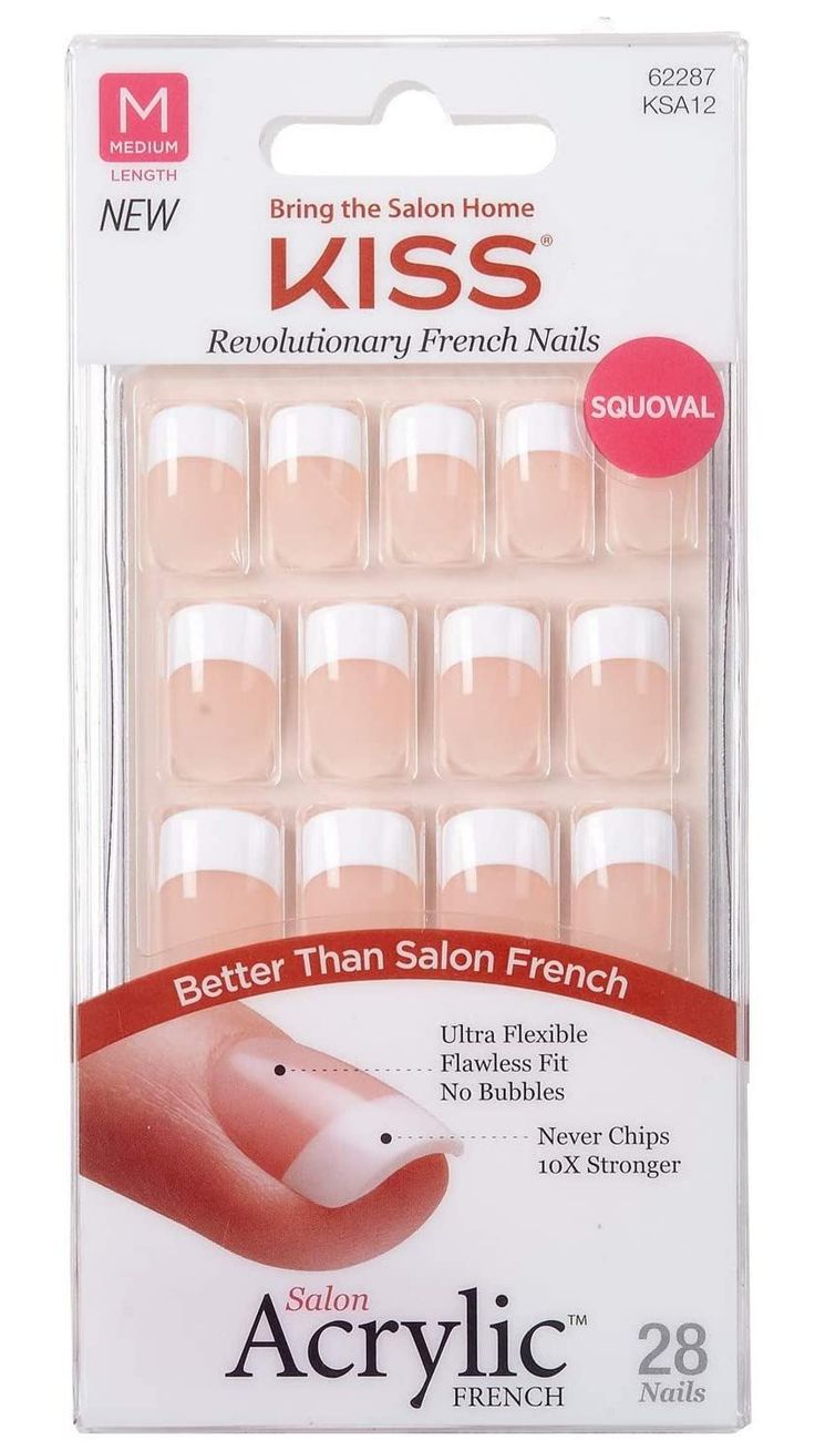 Kiss Salon Acrylic French 28 Count Petite Length Nude