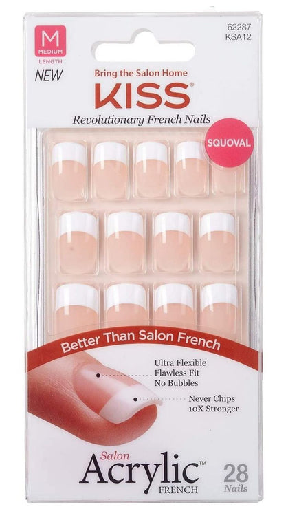 Kiss Salon Acrylic French 28 Count Petite Length Nude