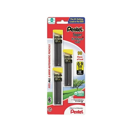 Super Hi-Polymer Lead Refill (0.9mm) Thick, HB, 30 pcs/Tube 1-Pk
