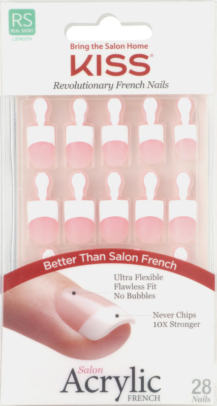 Kiss Revolutionary Acrylic Nails Real Short Length, Brief Encounter, 28-count