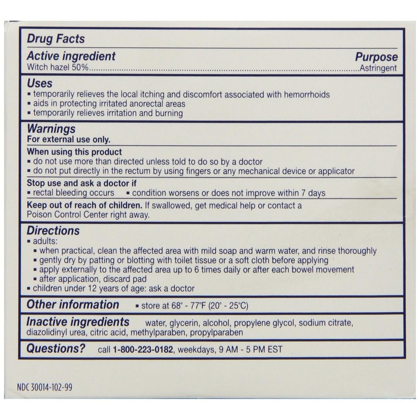 WITCH HAZEL,MEDICATD PADS