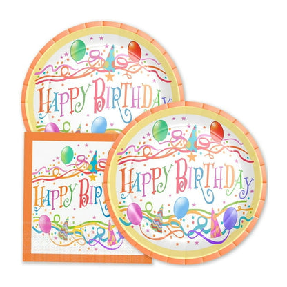 Unique Patterned Round 9" Paper Plates - Triangle Birthday, 8 count