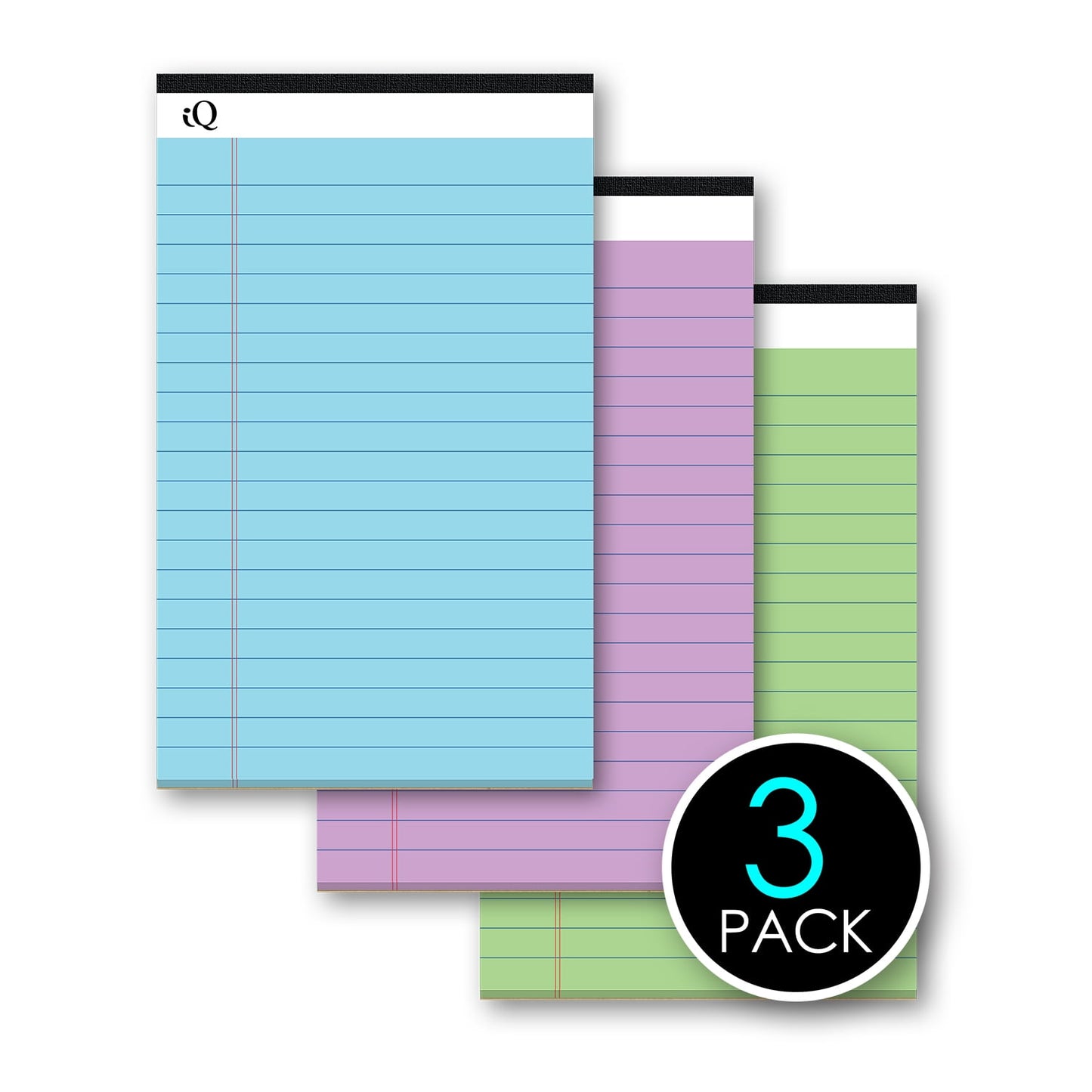 iScholar iQ Pastel Writing Pads, 3 count - Assorted Pastels, 8.5" x 11.75"