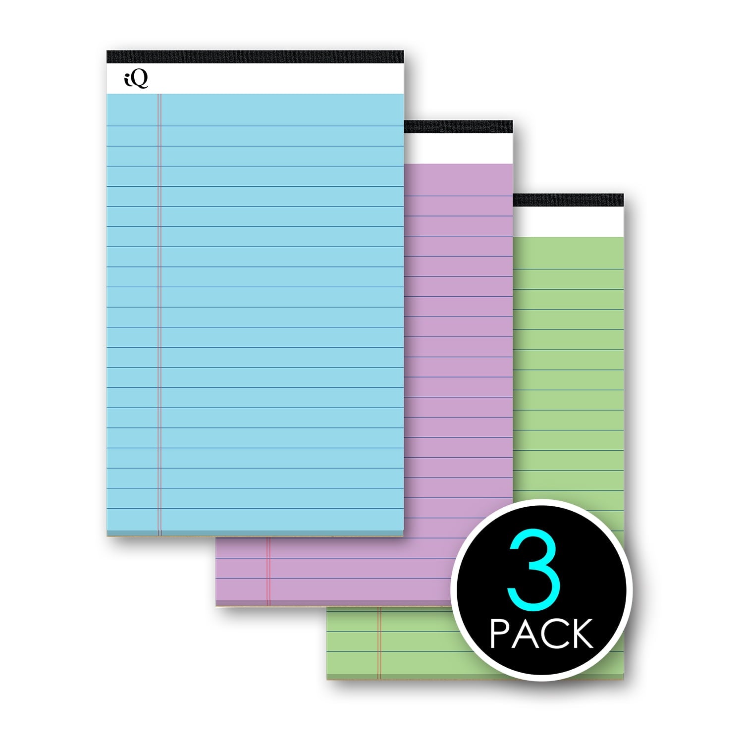 iScholar iQ Pastel Writing Pads, 3 count - Assorted Pastels, 8.5" x 11.75"