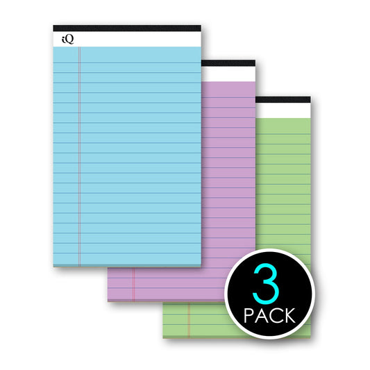 iScholar iQ Pastel Writing Pads, 3 count - Assorted Pastels, 8.5" x 11.75"