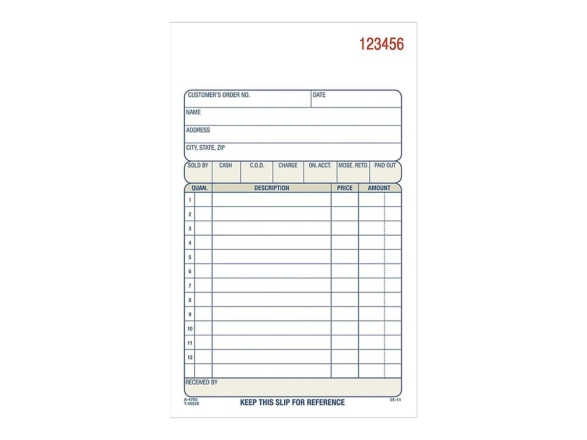 Adams Carbonless Sales Order Books - Two Part Forms, 50 Sheets