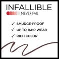 L'ORÉAL PARIS Infallible Never Fail Pencil Eyeliner with Built in Sharpener, 581 Black Brown, 0.008 oz.