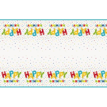 Rainbow Ribbons Birthday Party Table Cover, 84" x 54"