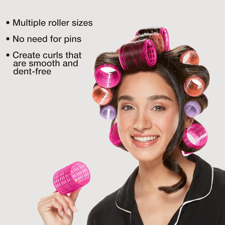 CONAIR Retro Glam Curls Lift & Volume Large Heatless Hair Roller Set, 9 count