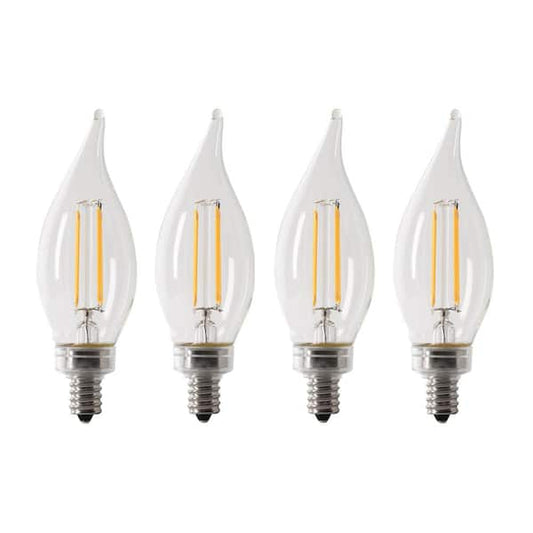 Feit Electric 40-Watt Equivalent BA10 E12 Candelabra Dimmable Filament CEC Clear Glass Chandelier LED Light Bulb - Soft White, 2 pack