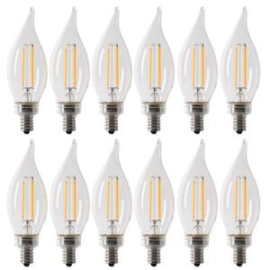 Feit Electric 40-Watt Equivalent BA10 E12 Candelabra Dimmable Filament CEC Clear Glass Chandelier LED Light Bulb - Soft White, 2 pack