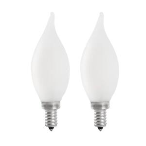 Feit Electric 40-Watt Equivalent BA10 E12 Candelabra Dimmable Filament CEC Clear Glass Chandelier LED Light Bulb - Soft White, 2 pack