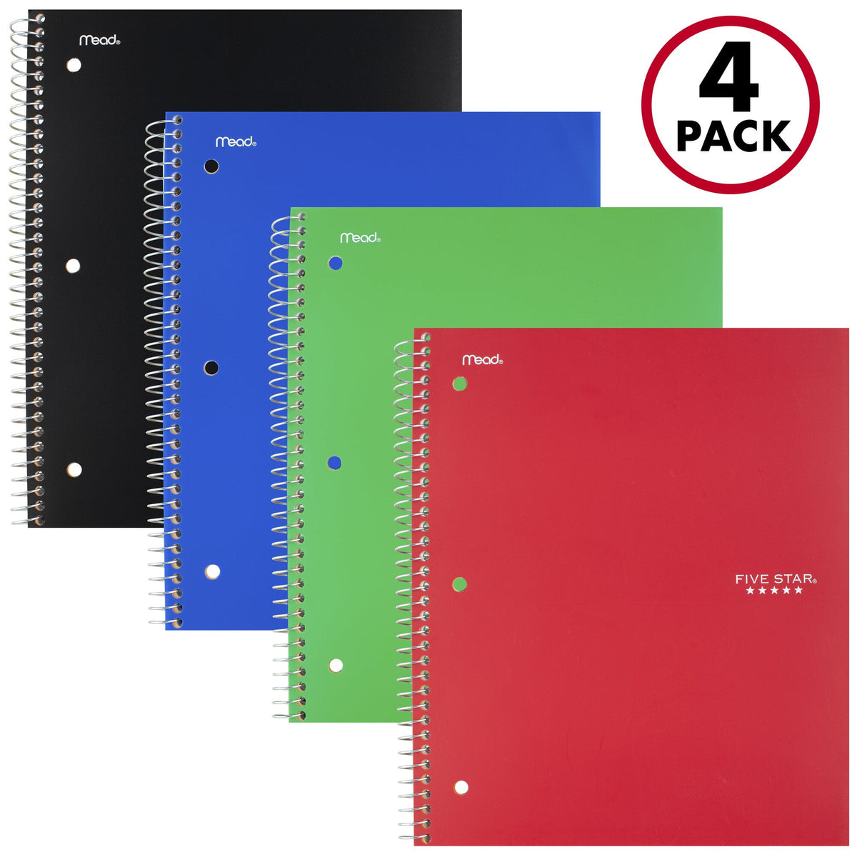 iScholar 1 Subject College Ruled Wirebound Notebook - Assorted Colors, 10.5" x 8"