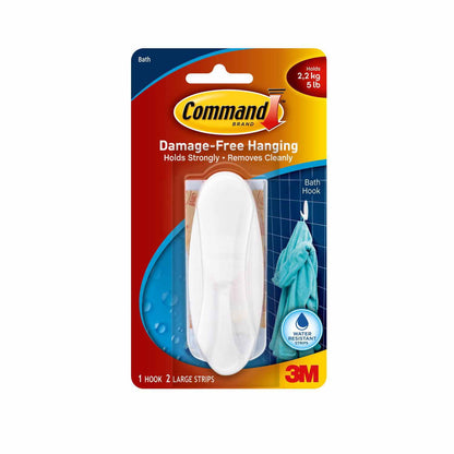 Command Large Designer Wall Hook - White, 1 Hook + 2 Strips