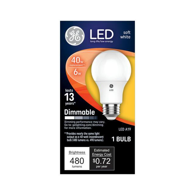 GE Lighting Classic LED 40 Watt Replacement, Soft White, A19 General Purpose Bulbs, 4 Pack