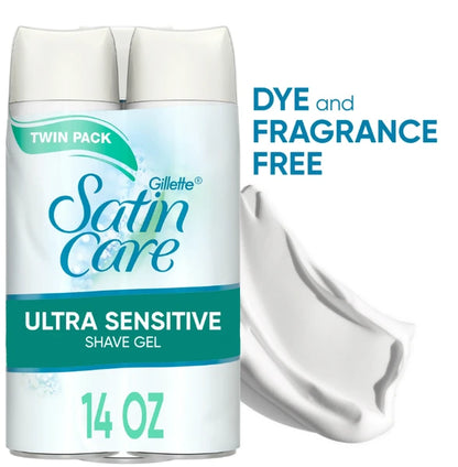 Gillette Satin Care Shave Gel Ultra Sensitive Twin Pack 7oz