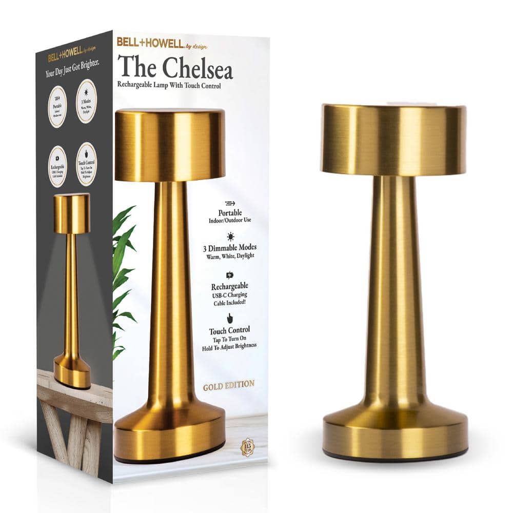 Bell + Howell The Chelsea Gold Modern LED Table Lamp - Gold