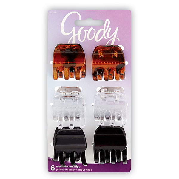 Goody #12309 Half Claw Clip 6 Count (3in)