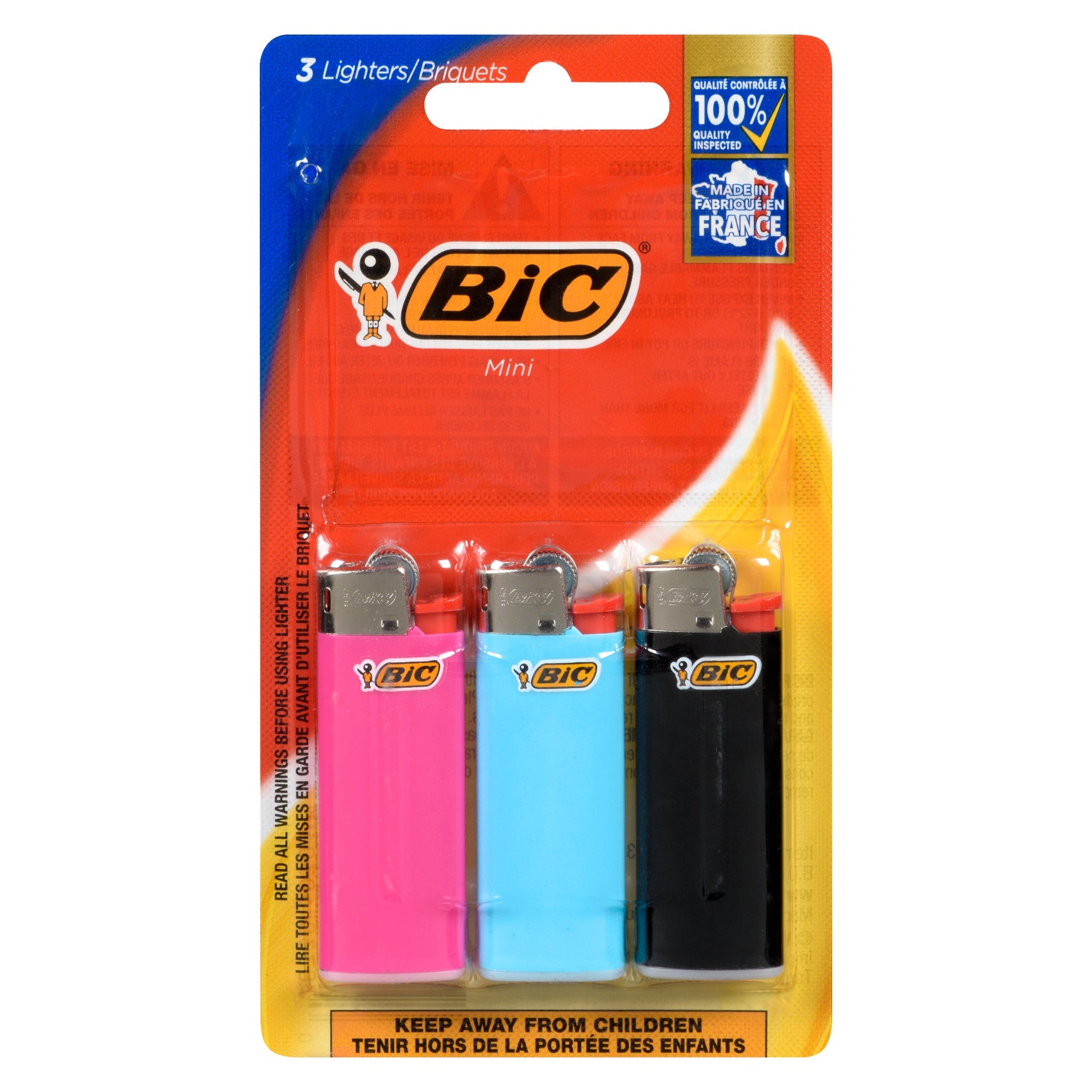 BiC Mini LIghters- Assorted, 3 count