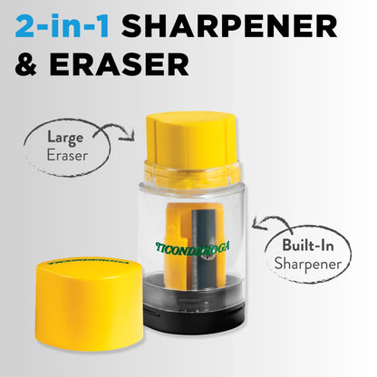 Ticonderoga DUO 2-in-1 Pencil Sharpener & Eraser - Yellow, 1 Count
