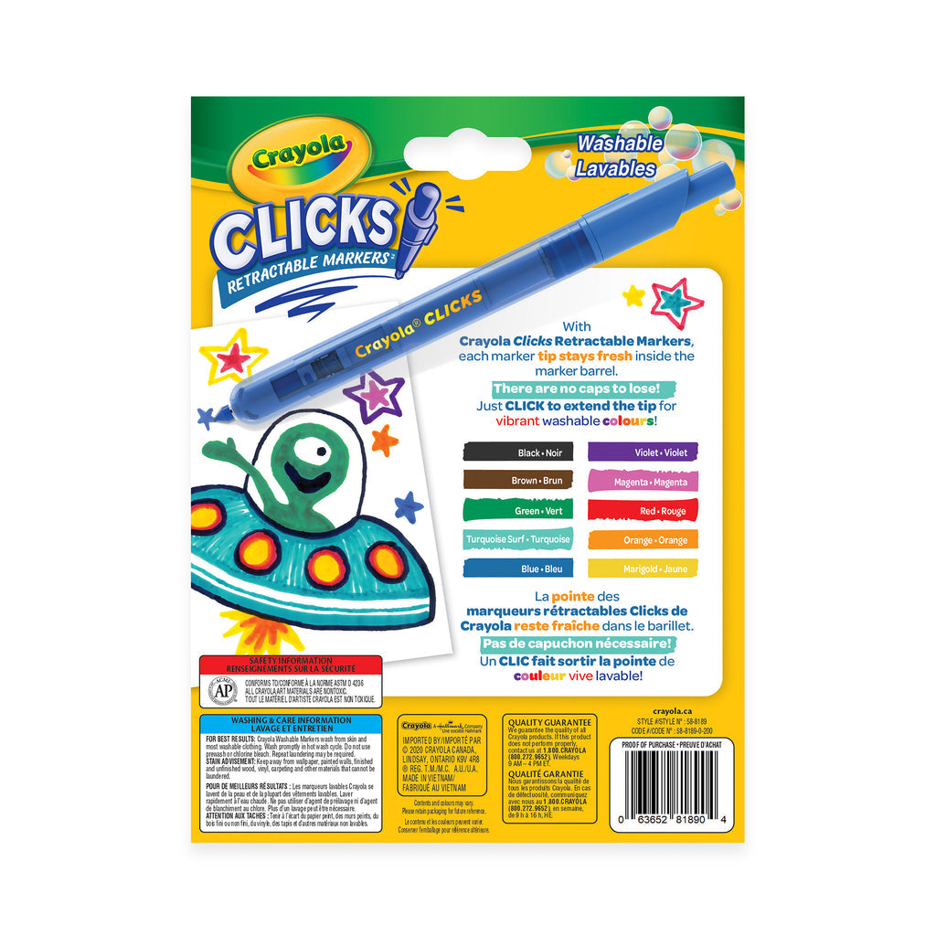 Crayola Clicks Retractable Markers, 10 count