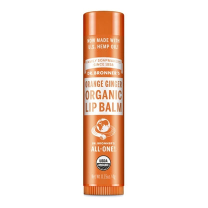 Dr. Bronners Organic Lip Balm Orange Ginger 0.15oz (12in)