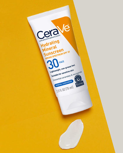CeraVe Hydrating Mineral Tinted Face Sunscreen Lotion, Medium - SPF 30, 1.7 oz