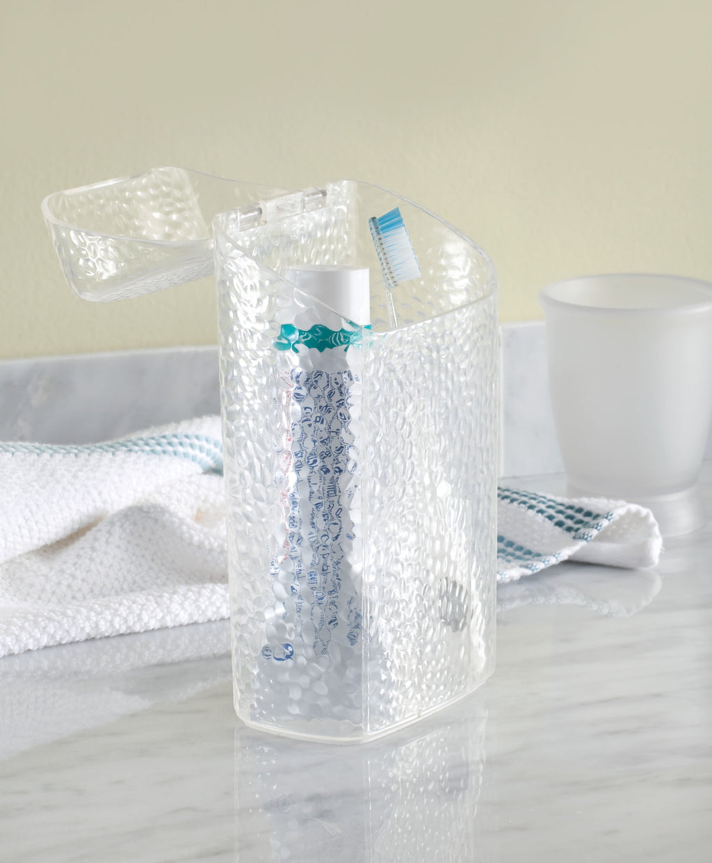 Home Basics Frosted Rubberized Plastic Toothbrush Holder - Clear