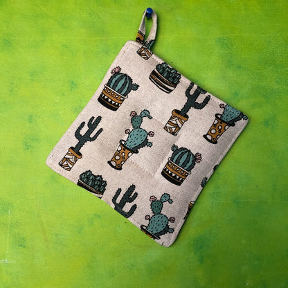 MUkitchen 100% Cotton Terry-Lined 9"x9" Potholder - Cactus