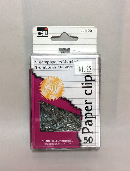 CLi Standard Paper Clips With Reusable Box - Jumbo, 50 count