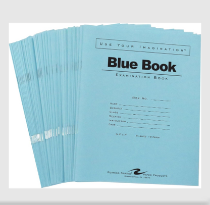 Roaring Spring Blue Exam Book, Legal Rule, 8-1/2" x 7", White, 8 Sheets