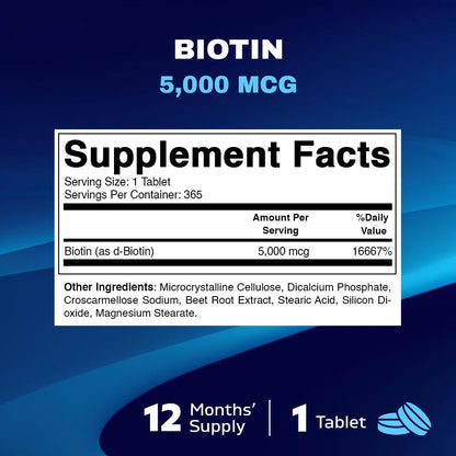 BIOTIN 5000MCG TABLETS    60CT