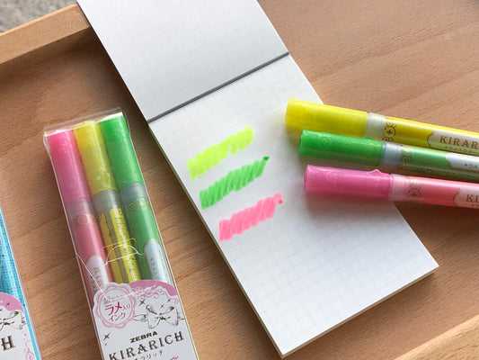 Kirarich Glitter Highlighter Chisel Tip Assorted 5Pk