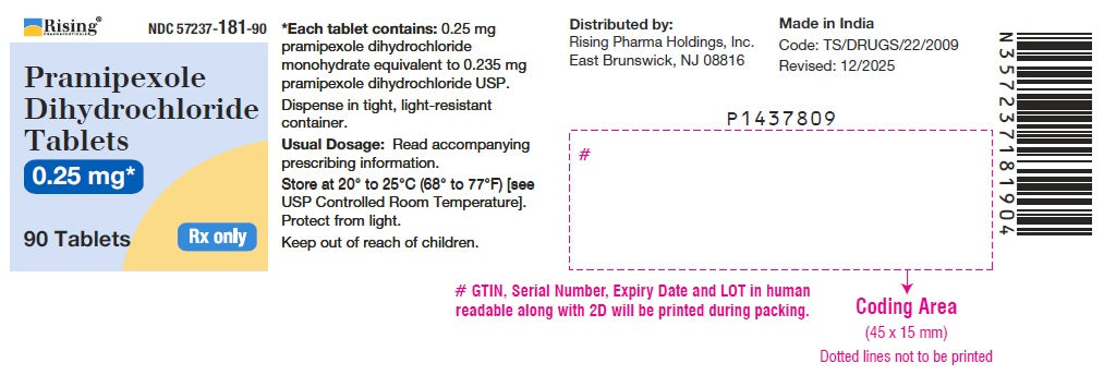 PRAMIPEXOLE DI-HCL TB 0.125MG 90