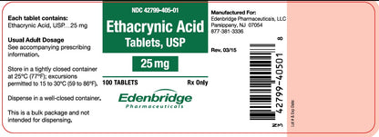 ETHACRYNIC ACID TB 25MG 100 CPLT