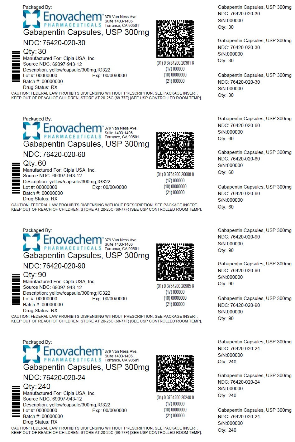GABAPENTIN CP 300MG 500