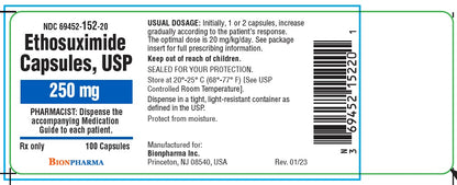 ETHOSUXIMIDE CP 250MG 100