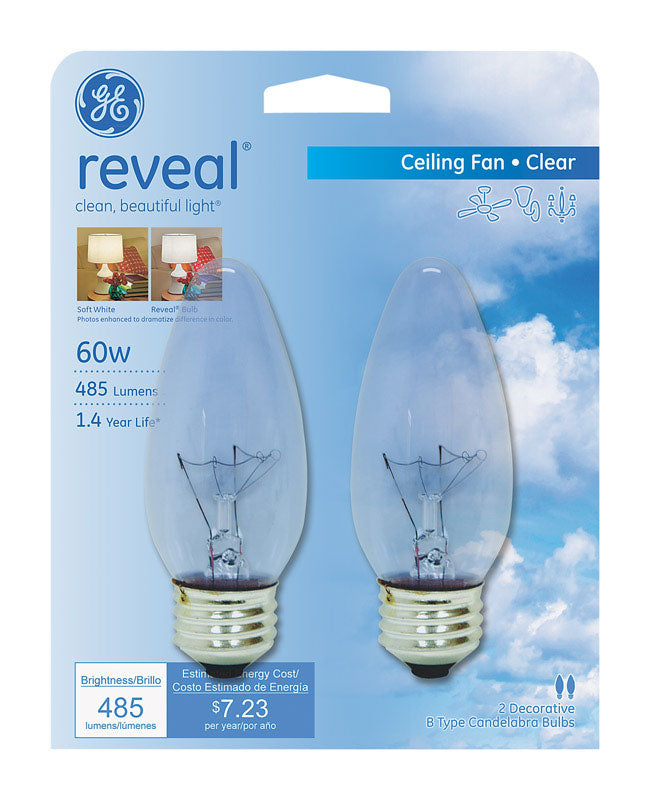 GE 40W B13 Reveal Blunt Tip Decorative Light Bulb (2-Pack)