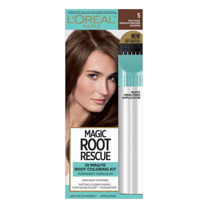 L'ORÉAL PARIS Magic Root Rescue 10 Minute Root Hair Coloring Kit, 5 Medium Brown