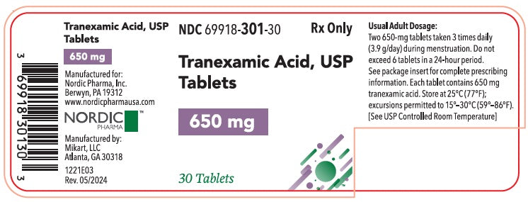 TRANEXAMIC ACID TB 650MG 30