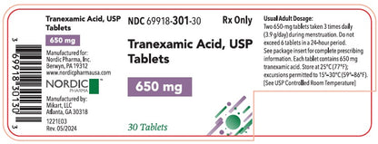 TRANEXAMIC ACID TB 650MG 30