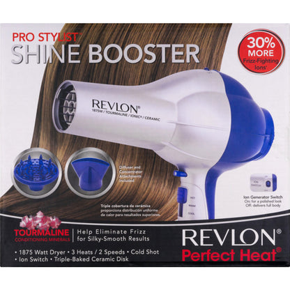 Revlon Dryer Shine Booster 1875 Watt With Attachments