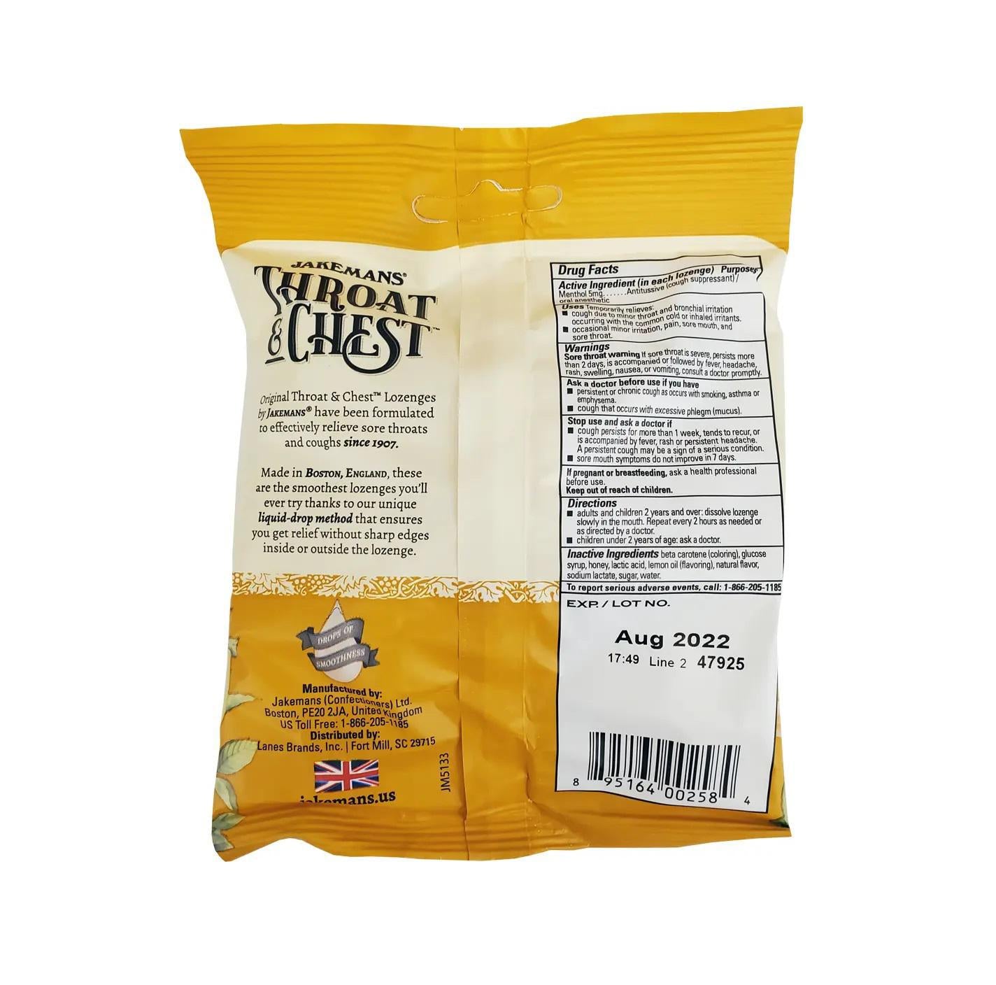 JAKEMANS THROAT & CHEST HNY&LMN LOZ 30CT