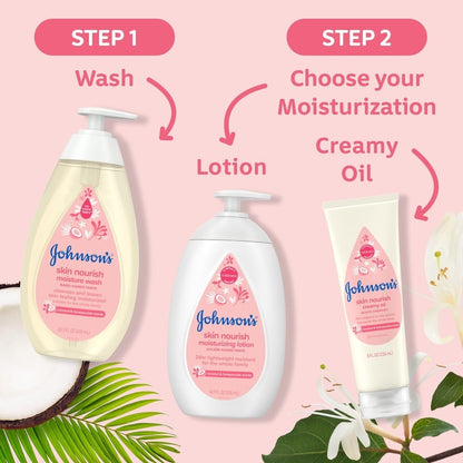Johnsons Skin Nourish Creamy Oil Coconut + Honeysuckle 8oz