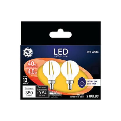 GE Lighting Classic LED 40 Watt Replacement, Soft White, G25 Vanity - Globe Bulbs, 2 Pack