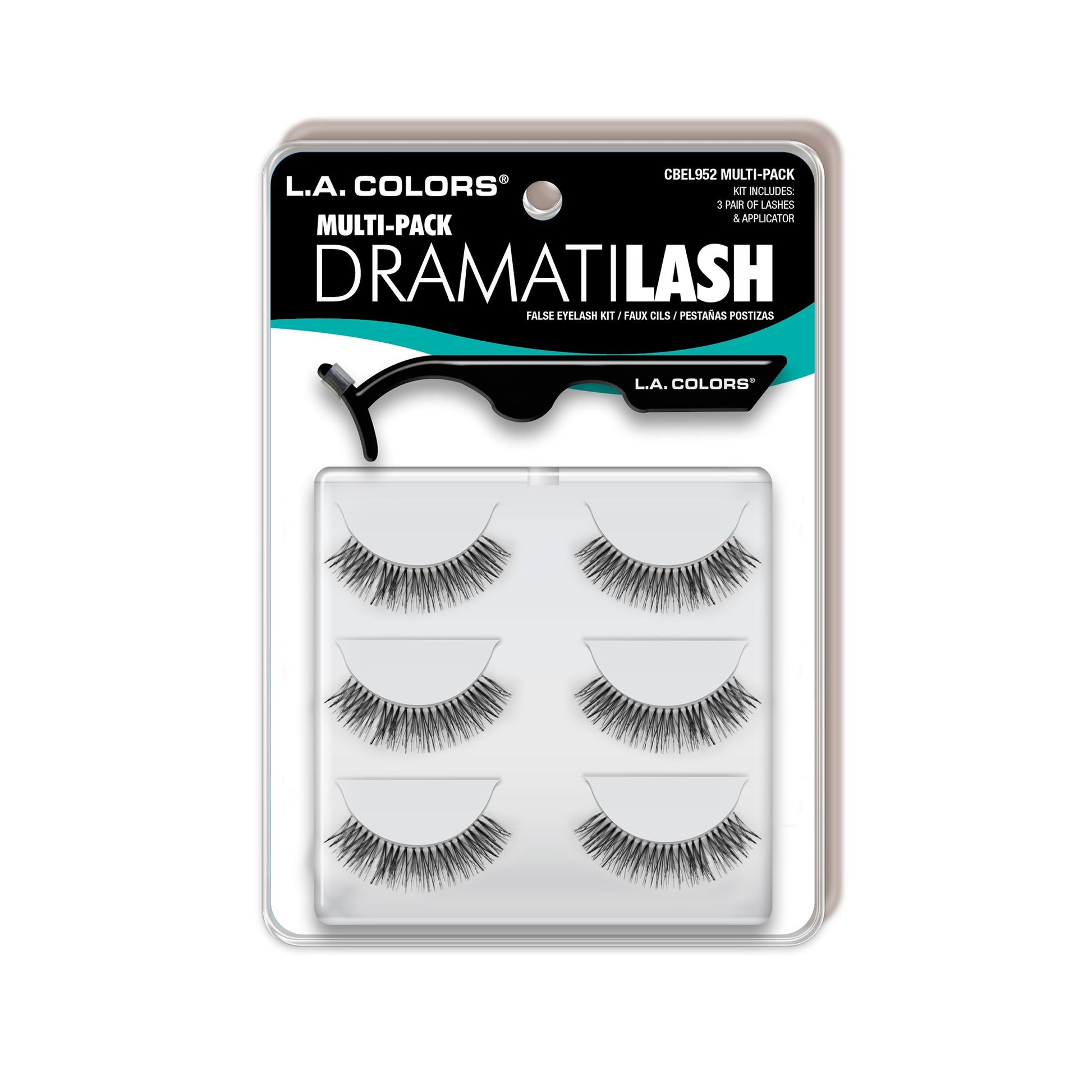 L.A. Colors Dramatilash Multi Pack Eyelash Kit, 3 pairs