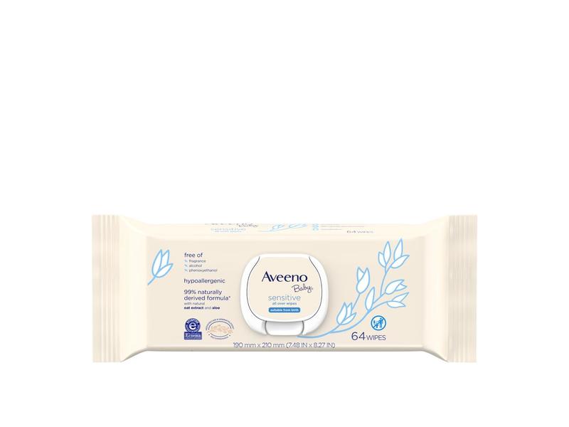 Aveeno Baby Wipes 64 Count Sensitive