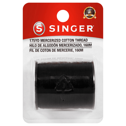 SINGER Mercerized Cotton Thread, Black, 175 yards