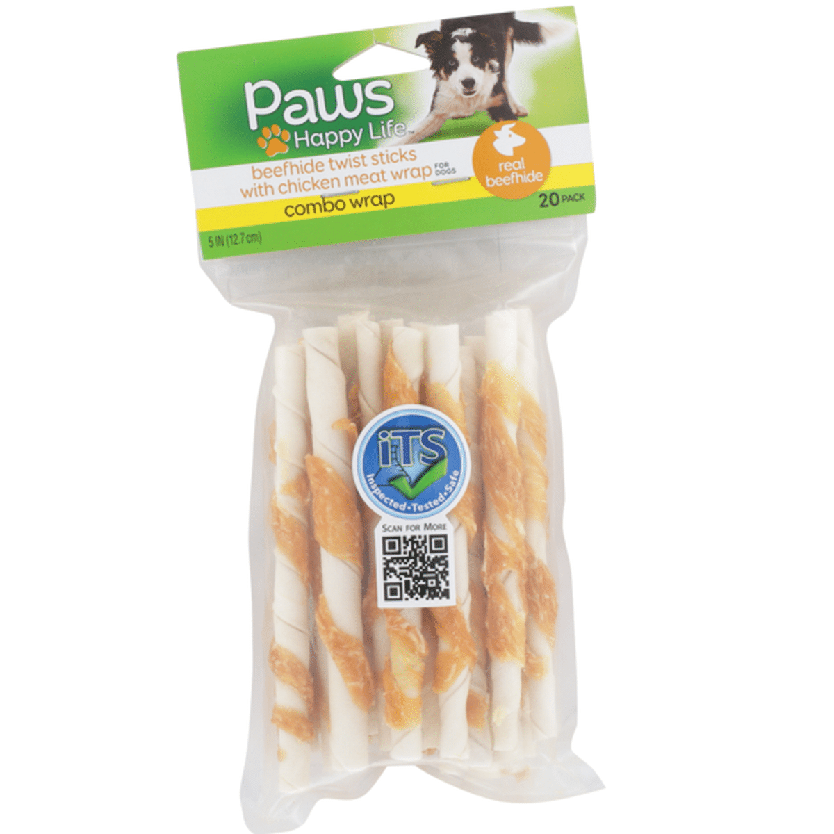 Paws Happy Life Combo Wrap Beefhide Twist Sticks With Chicken Meat Wrap