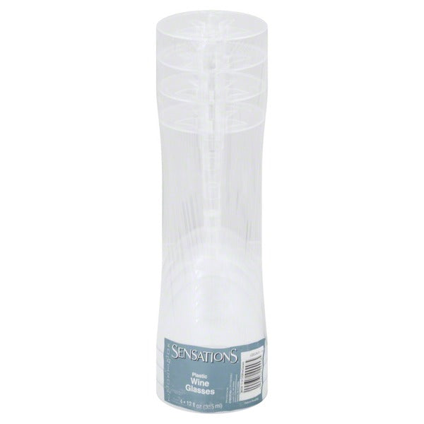 SENSATIONS 12 oz Plastic Wine Glasses, 4 count